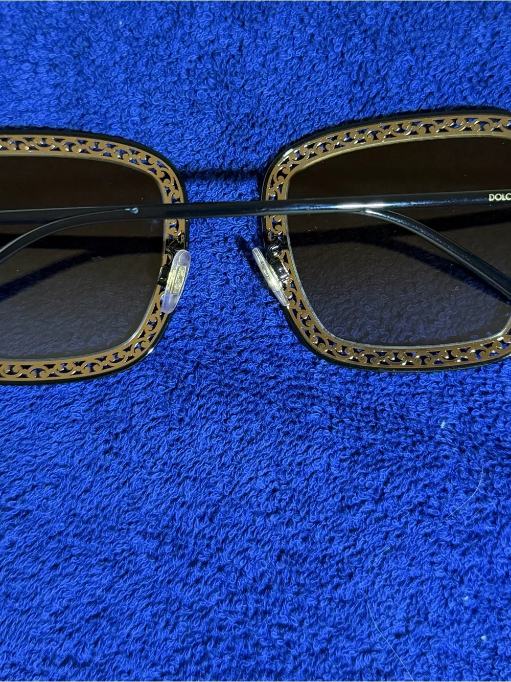 Dolce & Gabbana Gold-Tone Square Sunglasses with Brown Lenses